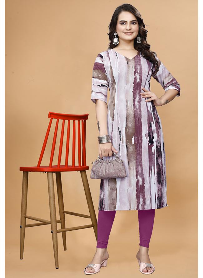 Imported Magenta Office Wear Printed Kurti